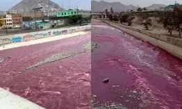 La coloración rojiza del río Rímac ha causado alarma entre los habitantes de Lima. Foto: Captura.