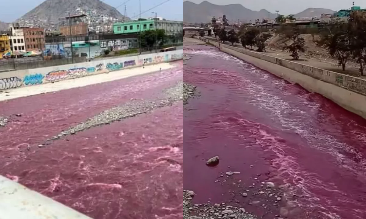 La coloración rojiza del río Rímac ha causado alarma entre los habitantes de Lima. Foto: Captura.