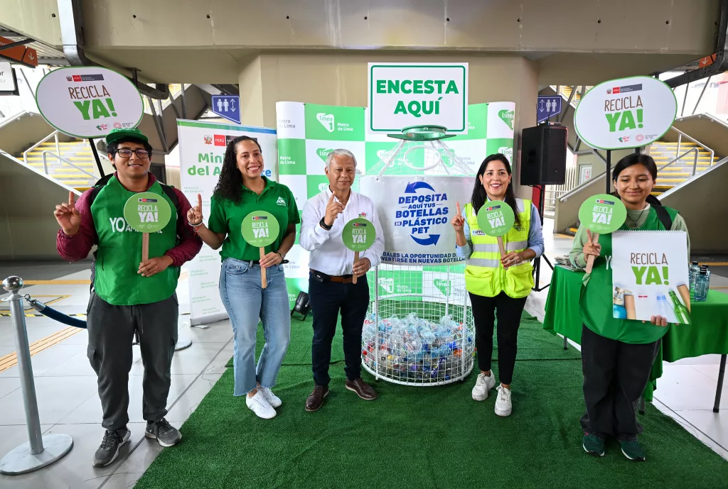 Línea 1, Grupo AJE y Minam impulsan el reciclaje de botellas PET en las estaciones del tren