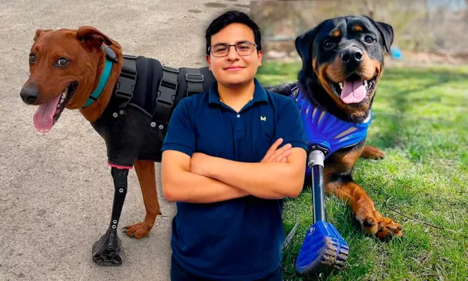 A través de Dog Motion Studio, el emprendimiento que lidera en UTEC, Héctor López combina bioingeniería, escaneo anatómico e impresión 3D para crear prótesis funcionales que están revolucionando la rehabilitación animal en el Perú. Foto: Stakeholders.